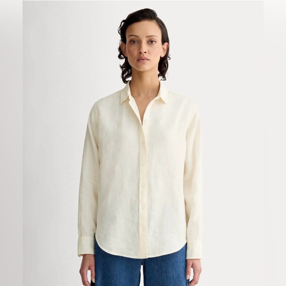 Everlane Butter Yellow Linen Button Up Shirt Size 16